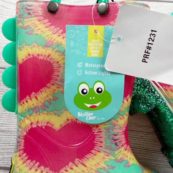 NWT Western Chief Light Up Tie Dye Heart Rainboots - Picture 7 of 7